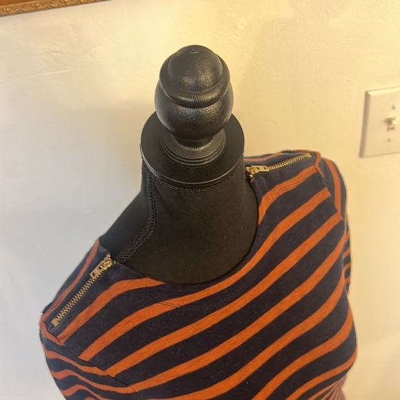 J. Crew Striped Shirt W/Shoulder YKK Zippers, 100% Cotton, Sz. XS. - Picture 5 of 10
